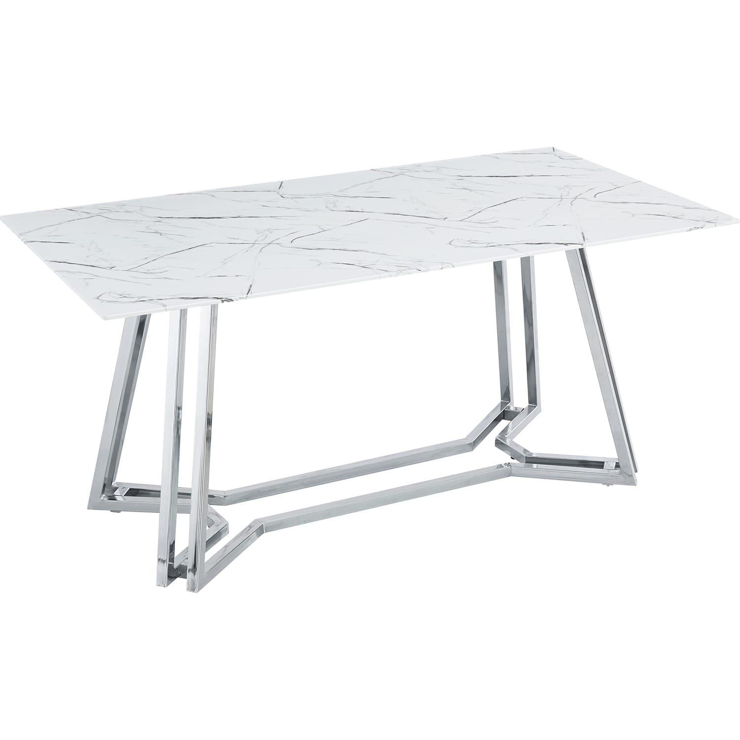 mutoni Table à manger métal blanc 160  