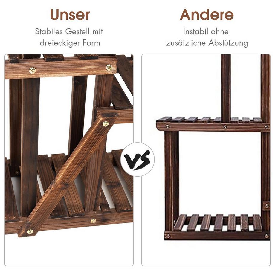 Northix Hölzerner 9-stufiger Pflanzenständer Blumenregal Pflanzenregal 125 x 25 x 114 cm Braun  