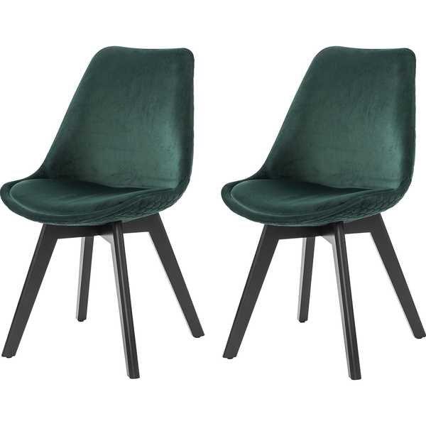 mutoni Chaise de salle à manger velours vert, lot de 2  