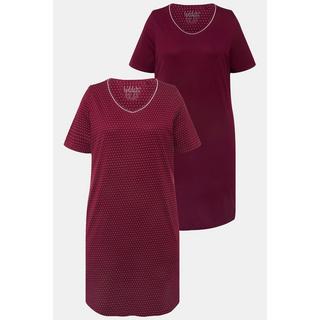 Ulla Popken  Bigshirts, 2er-Pack, Rundhals/V-Ausschnitt, Halbarm 