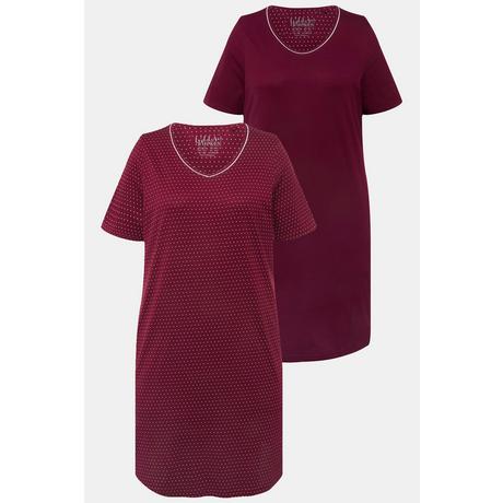 Ulla Popken  Bigshirts, 2er-Pack, Rundhals/V-Ausschnitt, Halbarm 