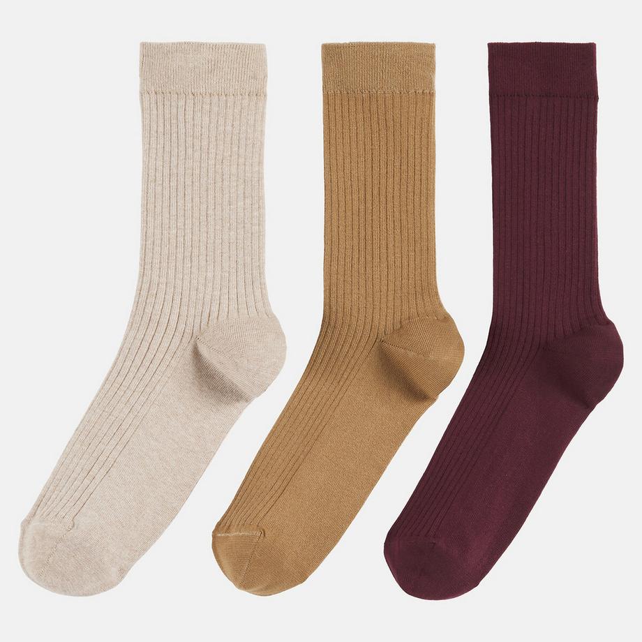 Lot de 3 paires de chaussettes côtelées&nbsp;