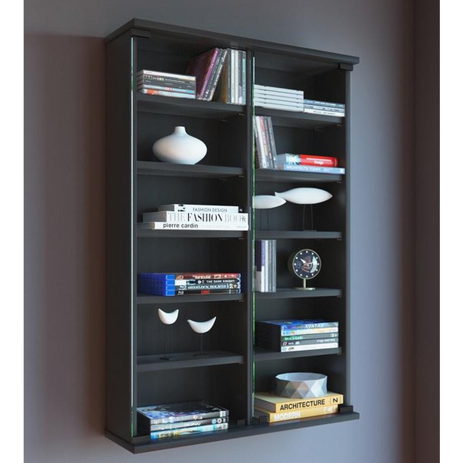 VCM bois CD DVD étagère murale étagère suspendue armoire murale vitrine Zuntisa porte vitrée  
