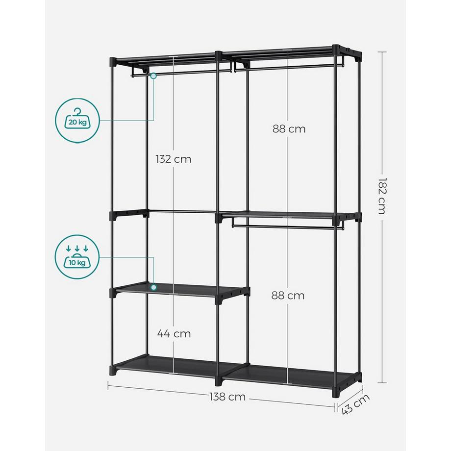 Songmics Stoffkleiderschrank mit Hängefächern  