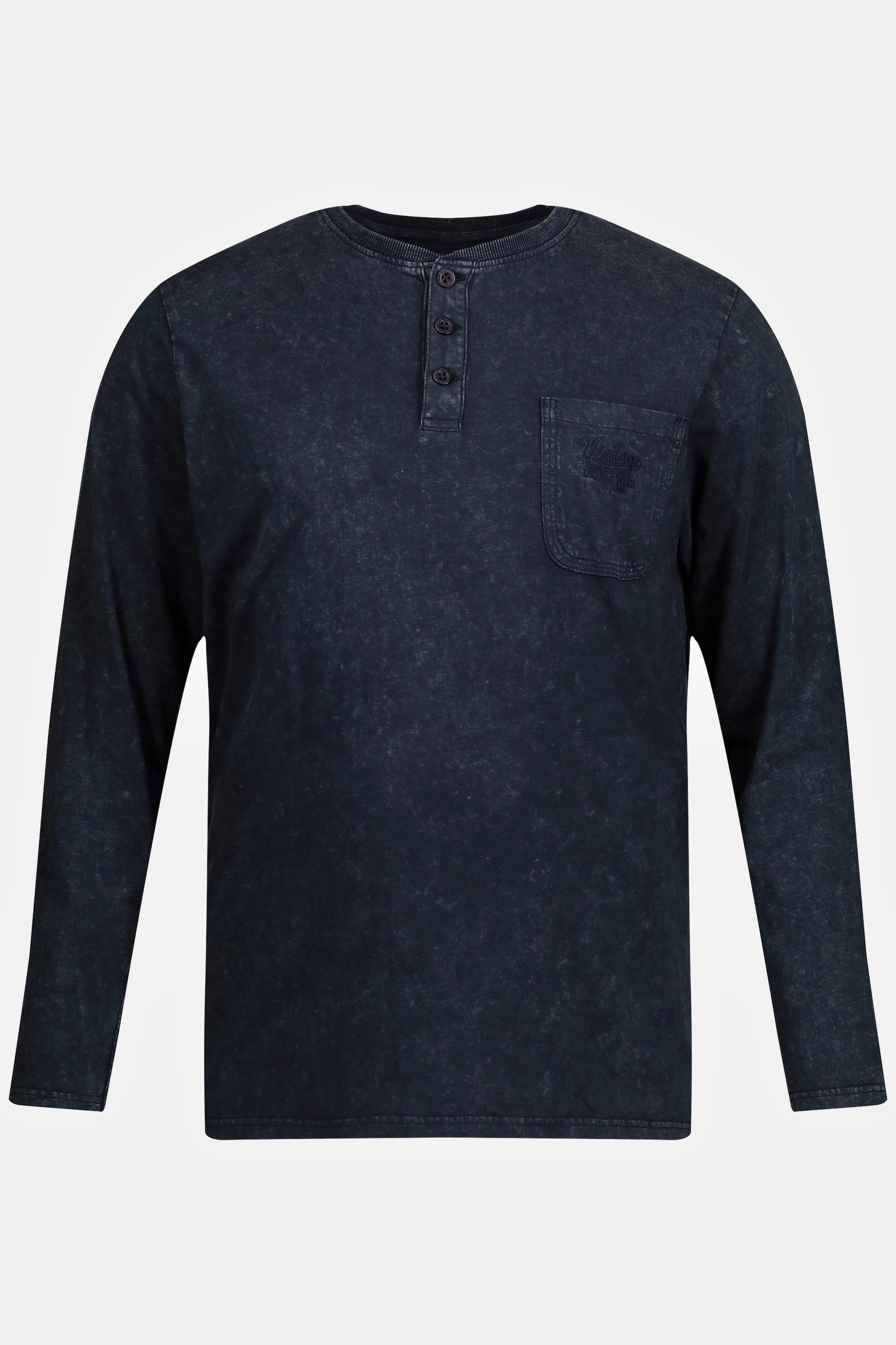 JP1880  Henley en jersey flammé, manches longues et patte de boutonnage 