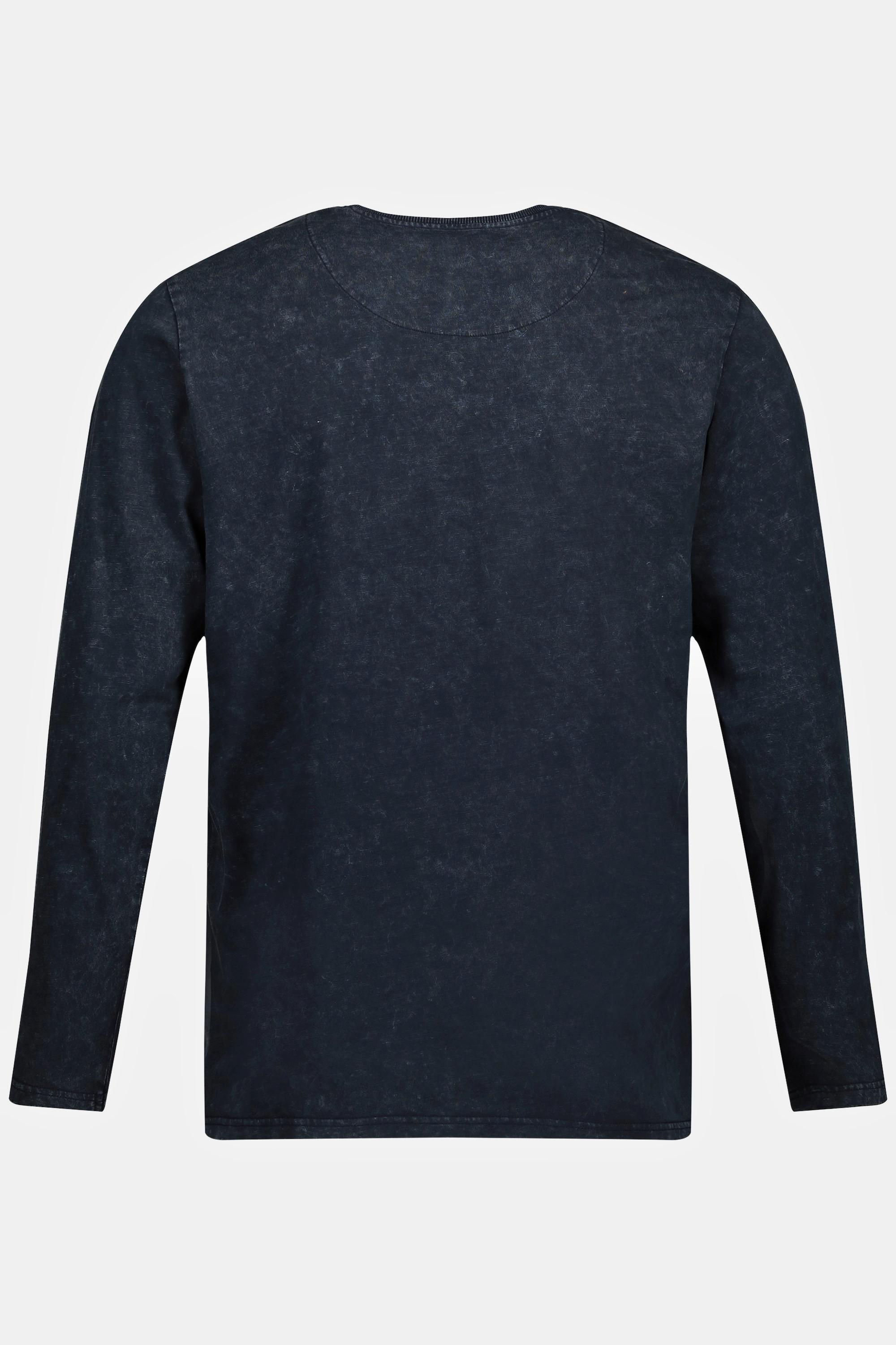 JP1880  Henley en jersey flammé, manches longues et patte de boutonnage 