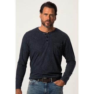 JP1880  Henley en jersey flammé, manches longues et patte de boutonnage 