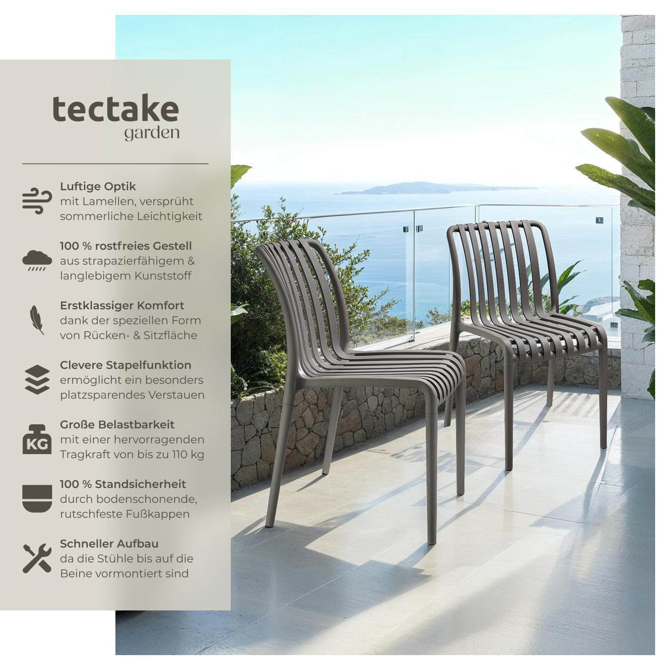 Tectake Chaises de jardin ALCUDIA résistant aux intempéries et aux UV  