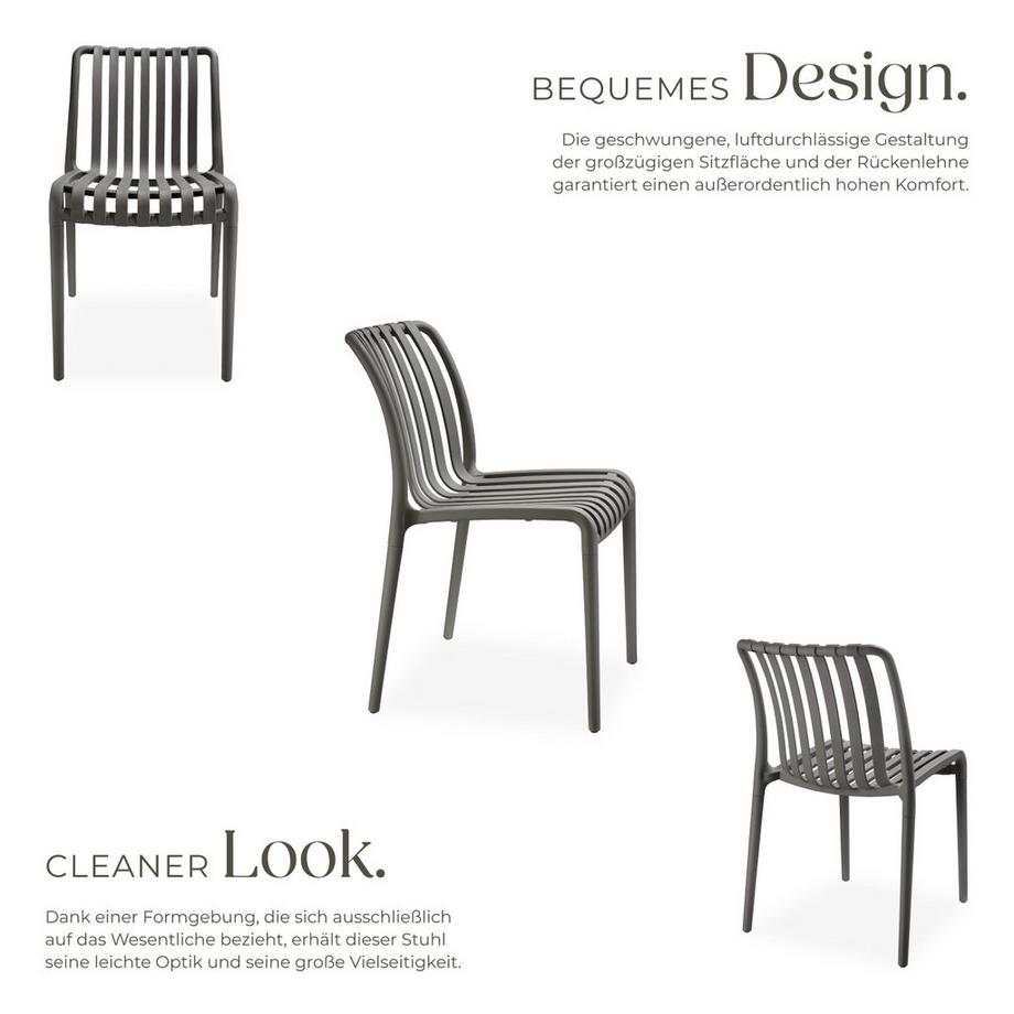 Tectake Gartenstühle Alcudia wetterfest und UV-beständig platzsparend und stapelbar  