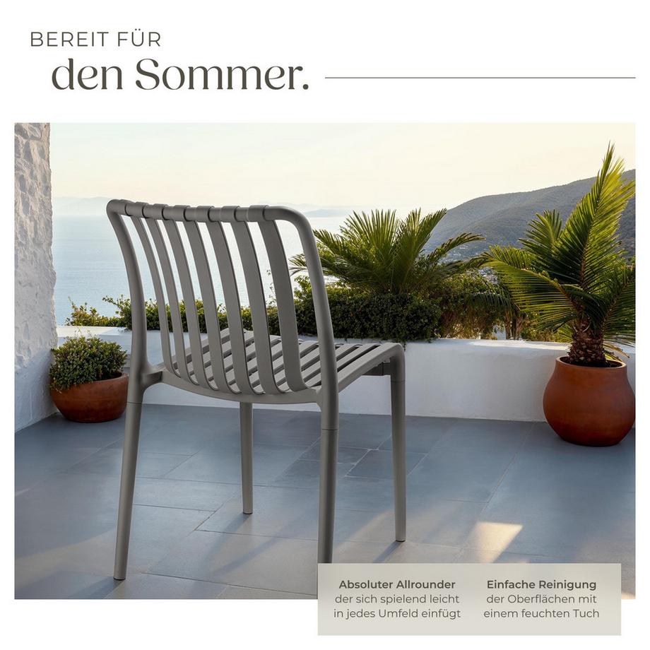 Tectake Gartenstühle Alcudia wetterfest und UV-beständig platzsparend und stapelbar  
