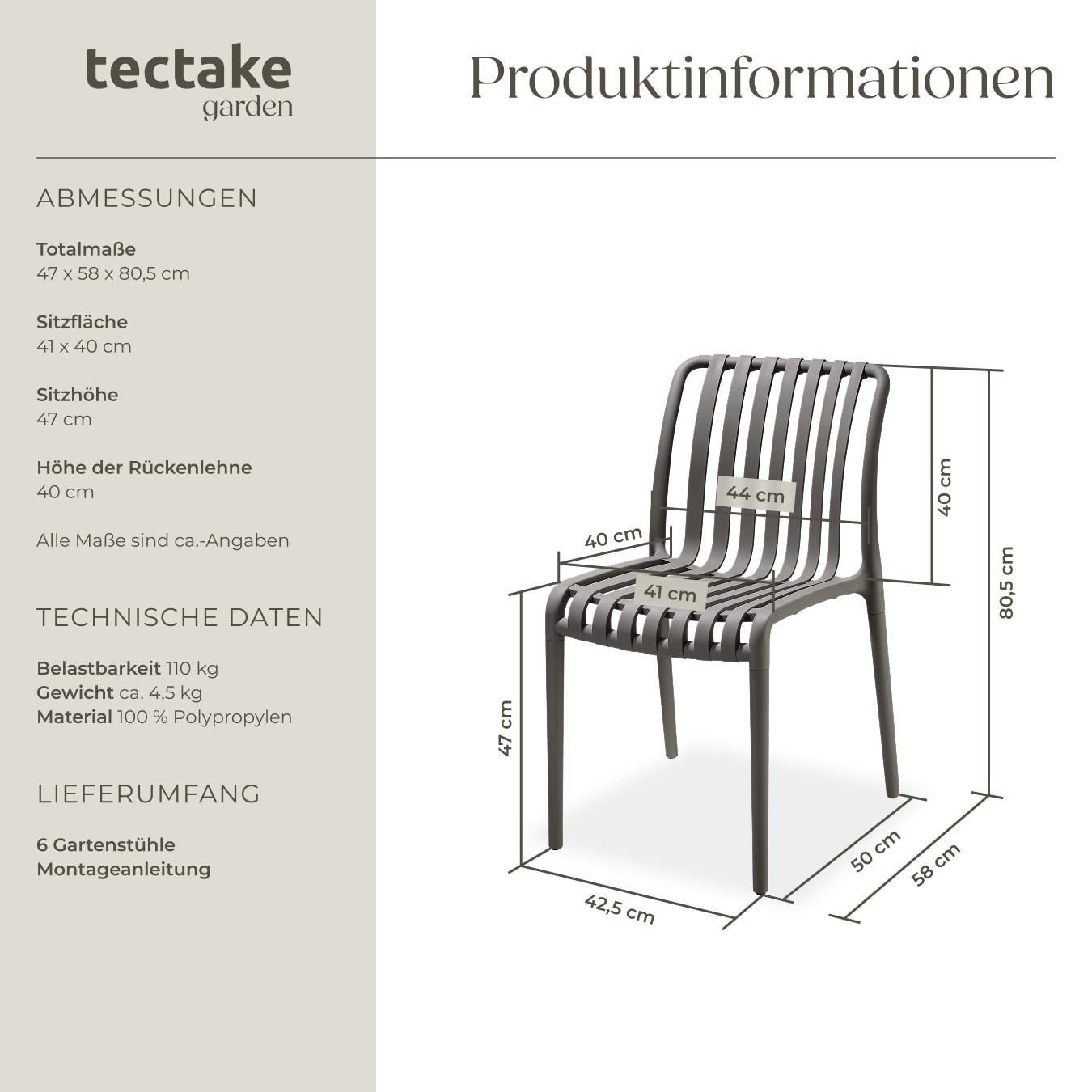 Tectake Chaises de jardin ALCUDIA résistant aux intempéries et aux UV  