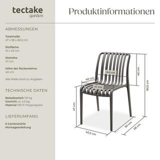 Tectake Chaises de jardin ALCUDIA résistant aux intempéries et aux UV  