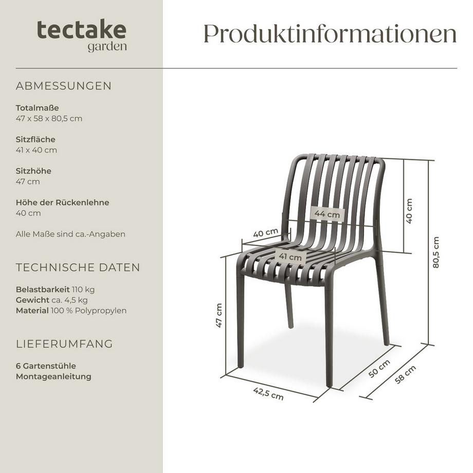 Tectake Chaises de jardin ALCUDIA résistant aux intempéries et aux UV  