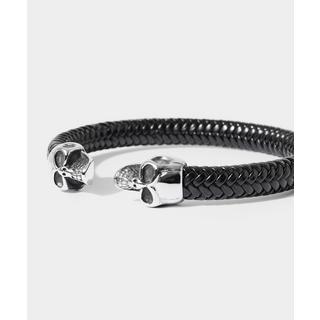 Joe Browns  Geflochtenes Leder-Totenkopf-Armband 