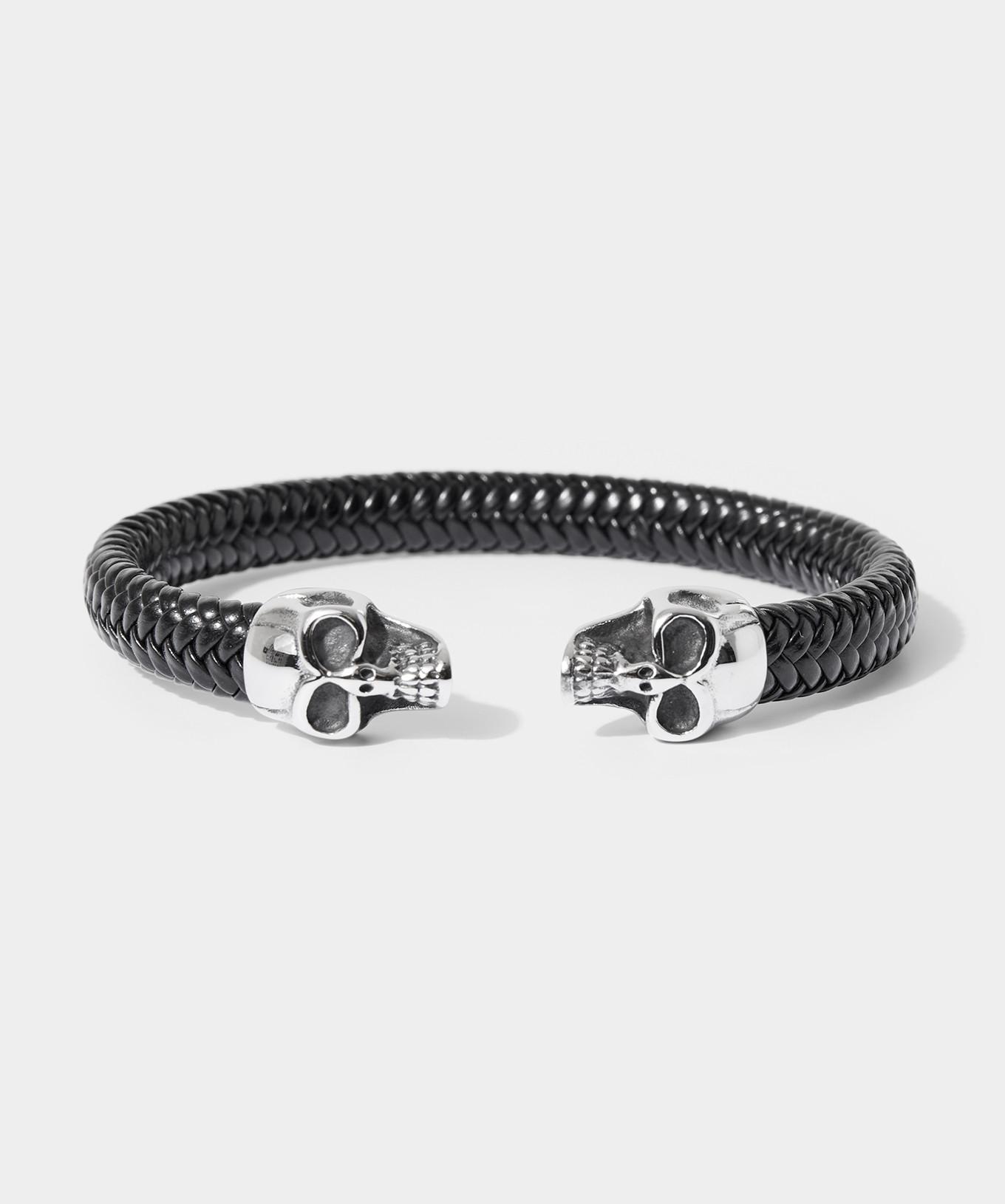 Joe Browns  Geflochtenes Leder-Totenkopf-Armband 