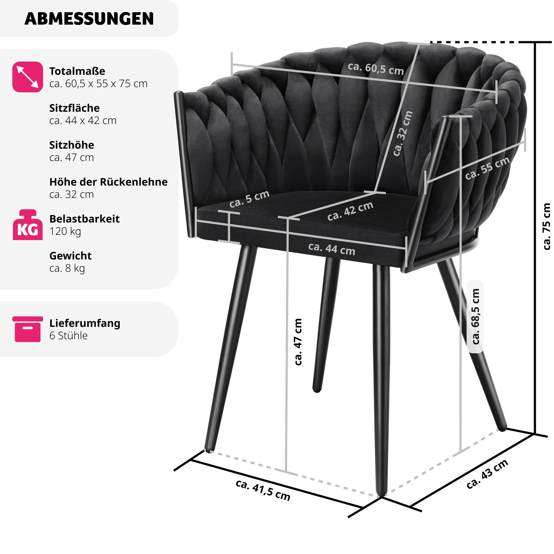 Tectake Esszimmerstuhl Astano Samt, Knotendesign  