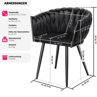 Tectake Esszimmerstuhl Astano Samt, Knotendesign  