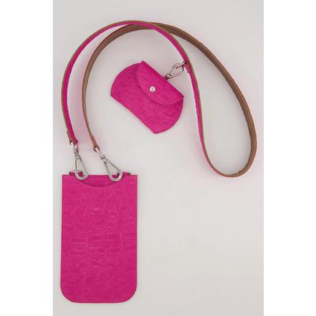 Ulla Popken Ledertasche Krokoprägung abnehmbare Minitaschen  