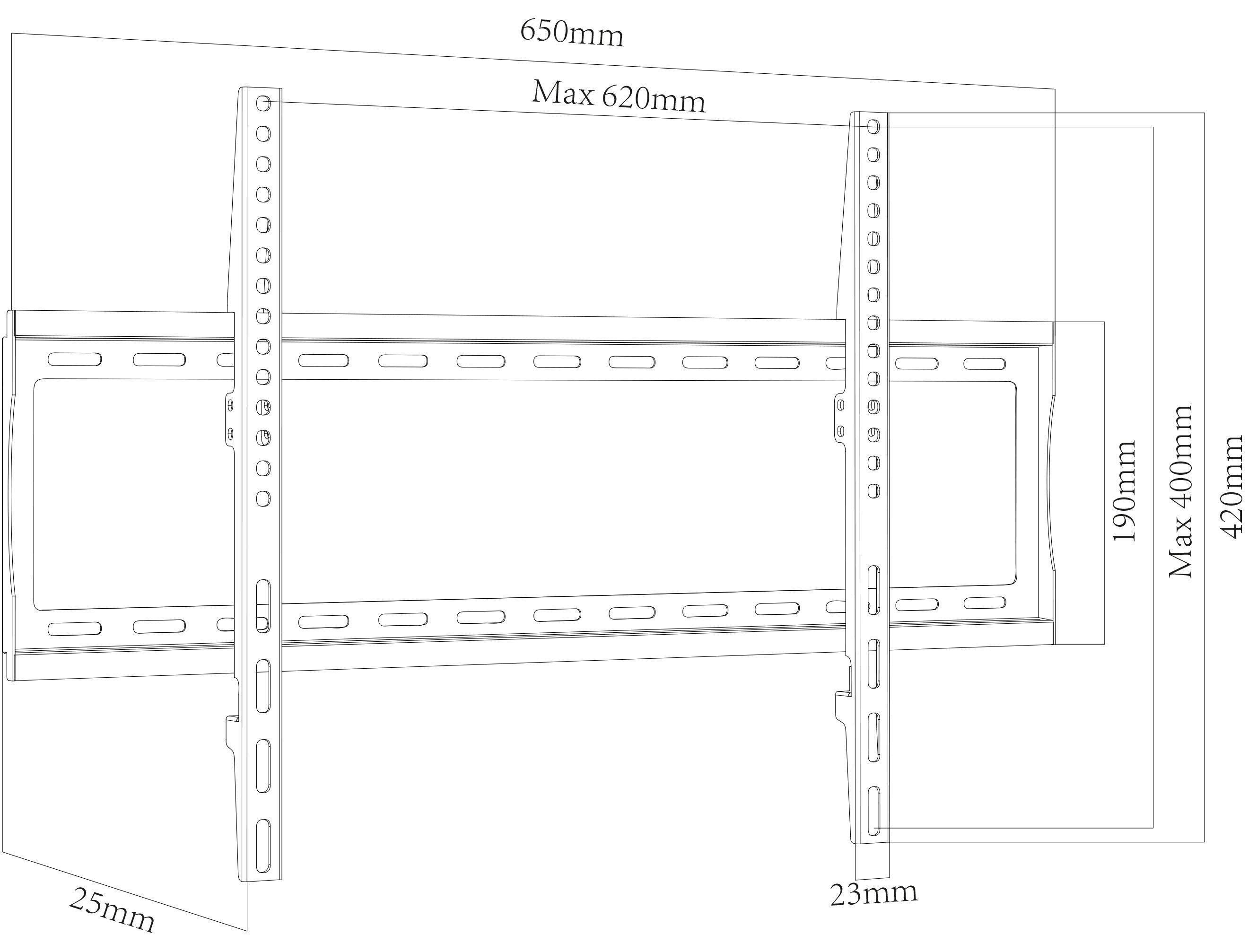 VCM Universal TV Halterung | VESA Wandhalterung | Fernsehhalter Halter flach | Belastbarkeit bis zu 25 kg - B-FX600  