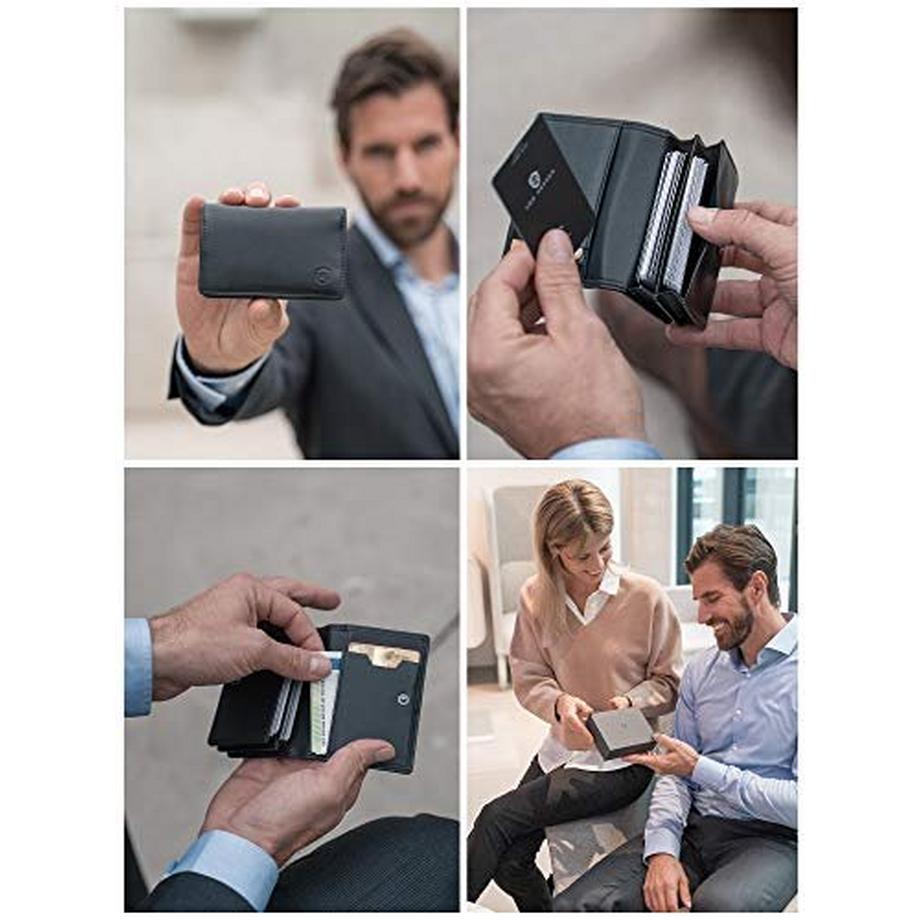 Only-bags.store Étui pour cartes de visite en cuir avec protection RFID  