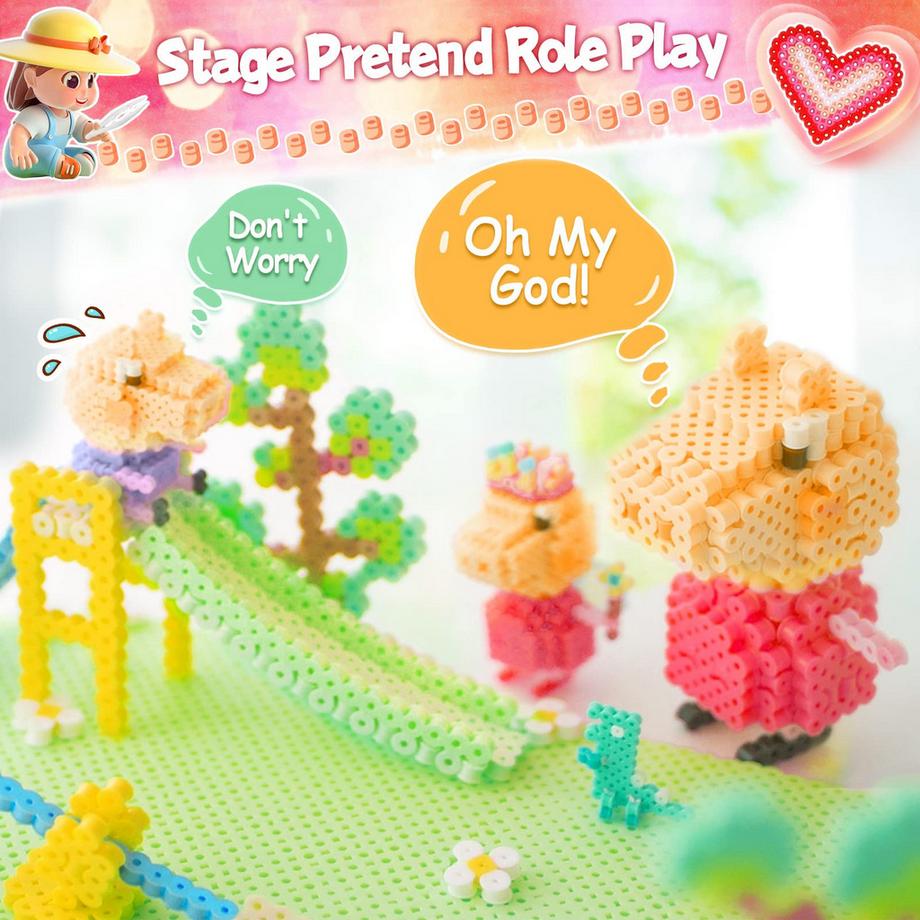 Activity-board  Set de perles à repasser, grandes perles avec plaques de perles à repasser set complet cadeau d'anniversaire de Noël pour les enfants 