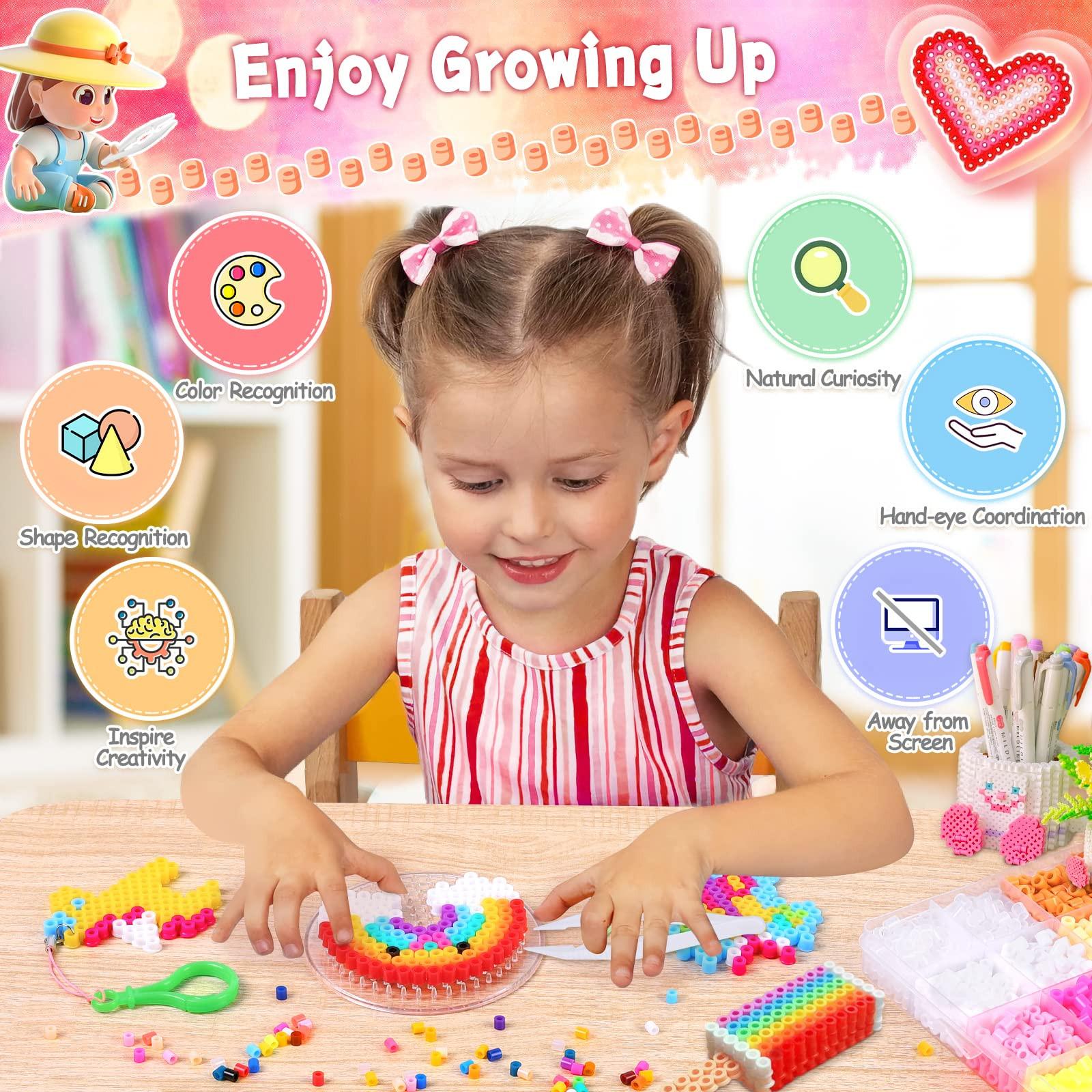 Activity-board  Set de perles à repasser, grandes perles avec plaques de perles à repasser set complet cadeau d'anniversaire de Noël pour les enfants 