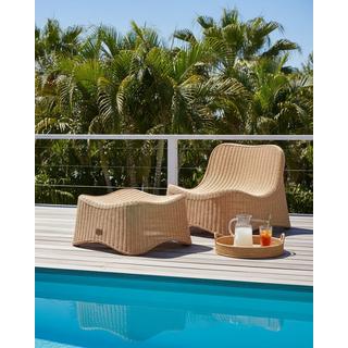 Beliani Gartensessel mit Ottomane aus Rattan Boho AIGANI  