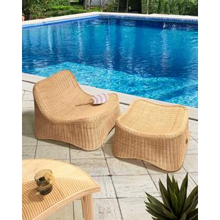 Beliani Gartensessel mit Ottomane aus Rattan Boho AIGANI  