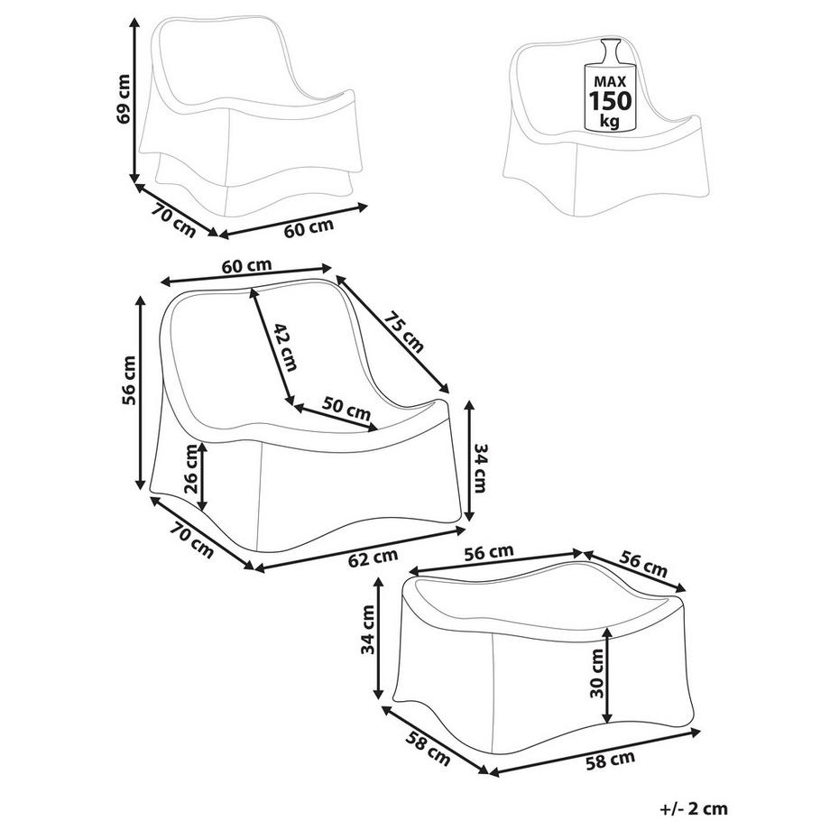 Beliani Gartensessel mit Ottomane aus Rattan  AIGANI  