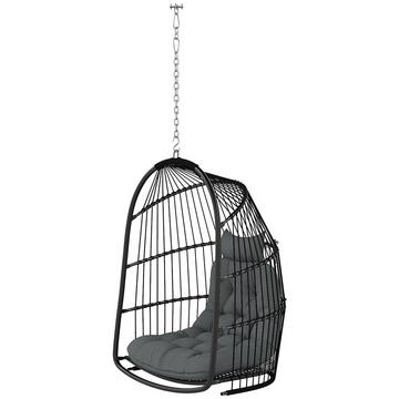 Sedia sospesa cesto sospeso con cuscino altalena in polyrattan poltrona sospesa pieghevole per interni per esterni capacità di carico fino a 150 kg cesto sospeso altalena sedia sospesa per soggiorno balcone terrazza grigio scuro Aosom
