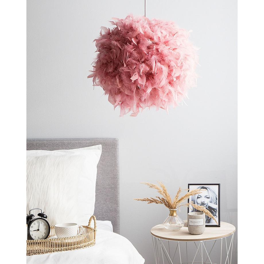 Beliani Lampe suspension en Plumes de canard  DRAVA  