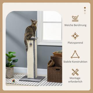 Northio  Arbre À Chat Arbre À Chat De 81 Cm De Haut En Sisal Avec Balle De Jeu, Idéal Pour Les Chats Jusqu'À 5 Kg, Usage Intérieur, En Gris Et Crème 