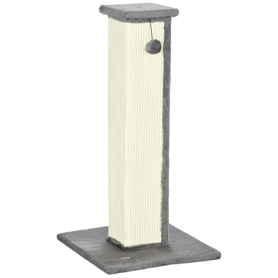 Arbre À Chat Arbre À Chat De 81 Cm De Haut En Sisal Avec Balle De Jeu, Idéal Pour Les Chats Jusqu'À 5 Kg, Usage Intérieur, En Gris Et Crème