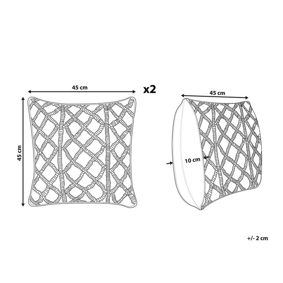 Beliani Lot de 2 coussins décoratifs en Coton Boho GOREME  