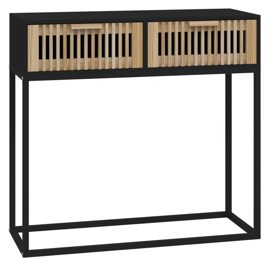 Table console noir 80x30x75 cm bois d ingénierie et fer
