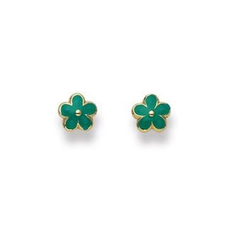 MUAU Schmuck  Clous d'oreilles fleur or jaune 750, 6mm 