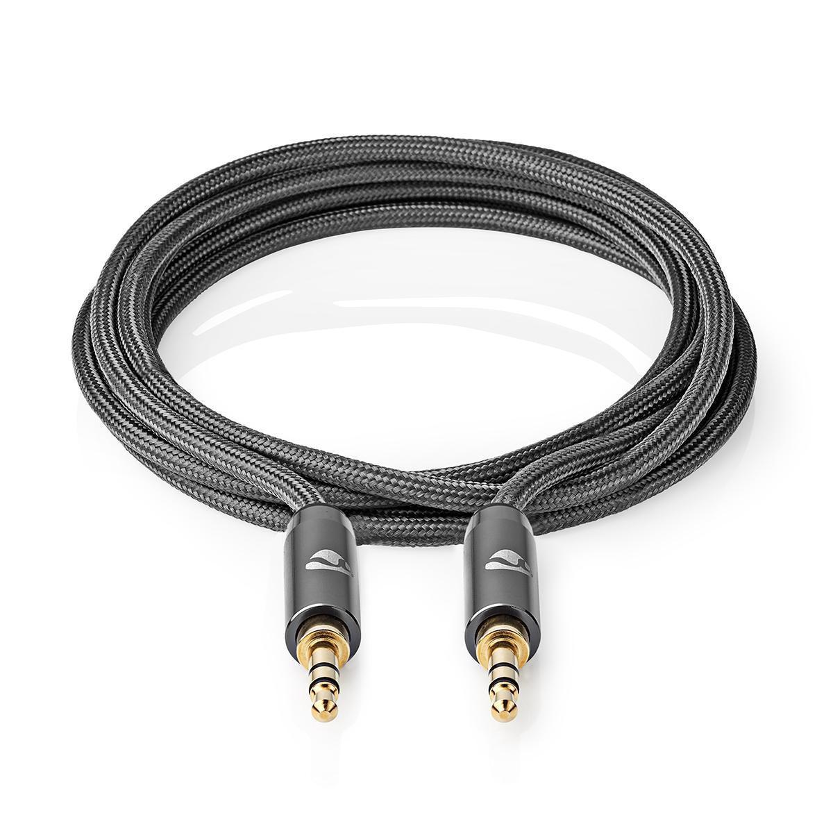 Nedis  Stereo-Audiokabel | 3,5 mm Stecker | 3,5 mm Stecker | Vergoldet | 5,00 m | Rund | Grau / Grau mit Metall | Pappschachtel mit abgedecktem Fenster 