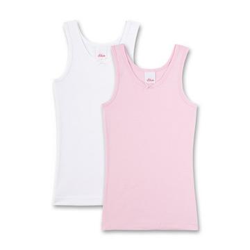 Mädchen-Unterhemd (Doppelpack) rosa/weiss