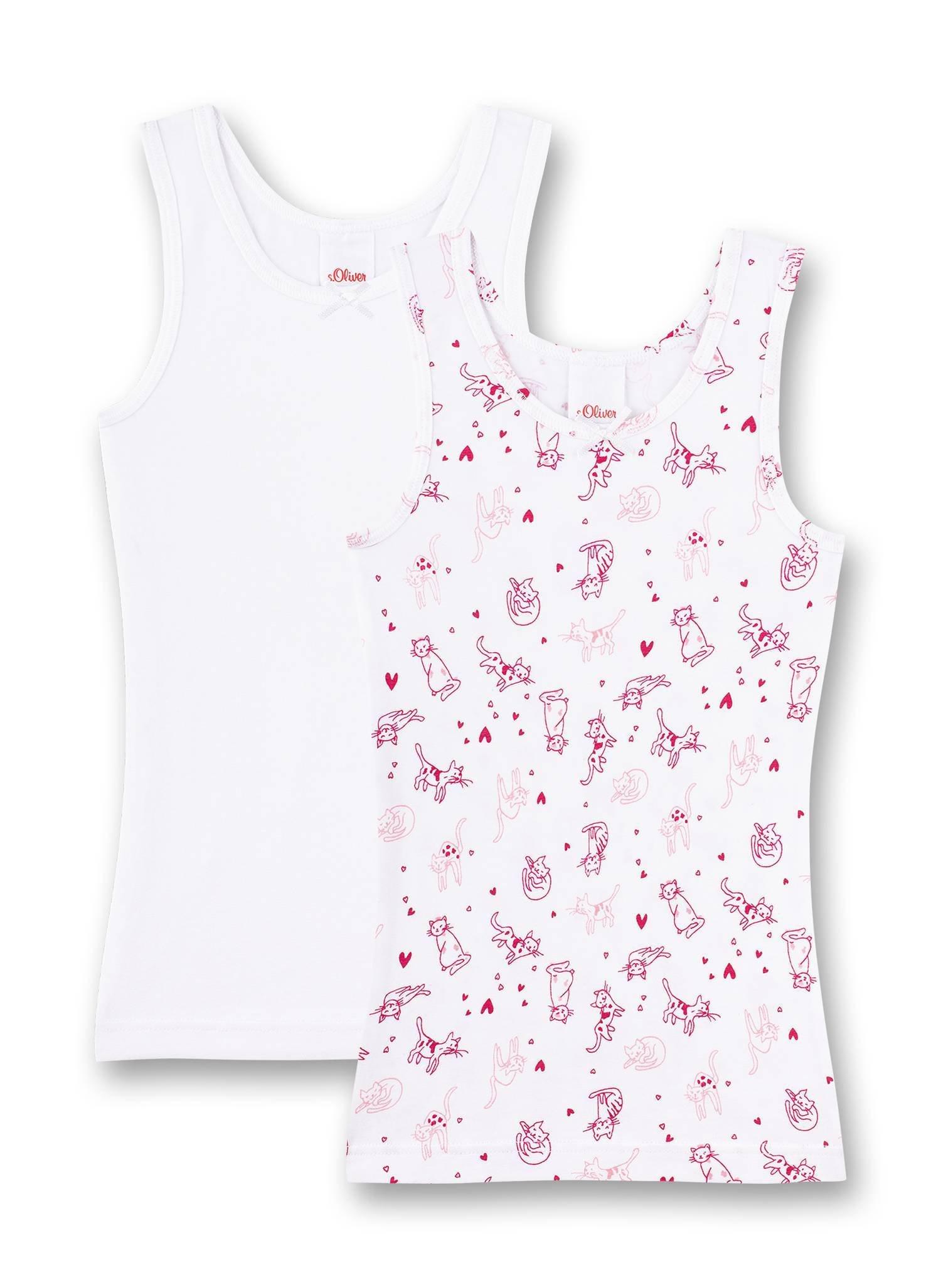 s. Oliver  Mädchen-Unterhemd (Doppelpack) rosa/weiss 