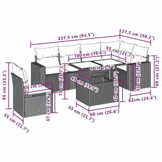 VidaXL Ensemble de canapés de jardin rotin synthétique  