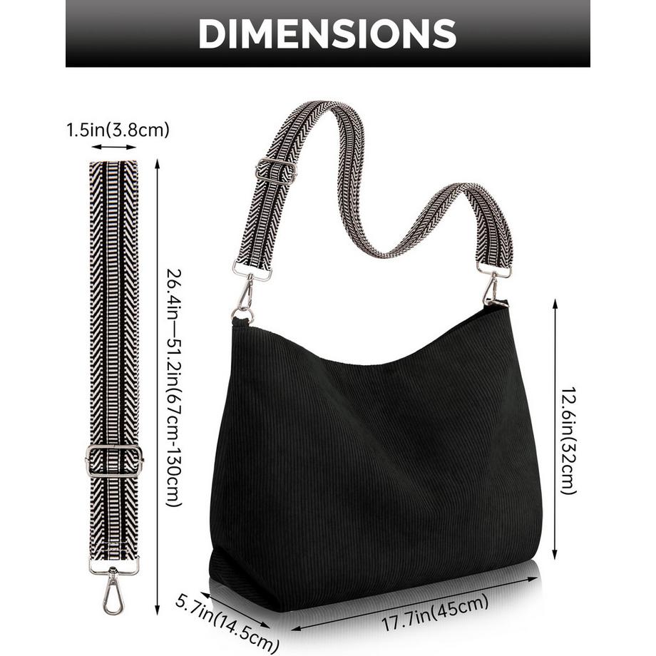 Only-bags.store Grand Sac Cabas en Velours Côtelé avec Bandoulière Réglable  