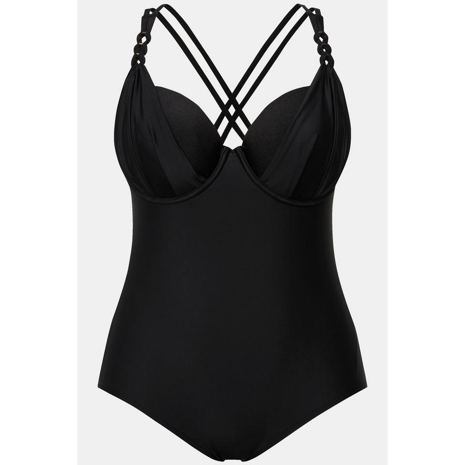 Ulla Popken Maillot de bain scintillant bonnets souples armatures bretelles réglables  