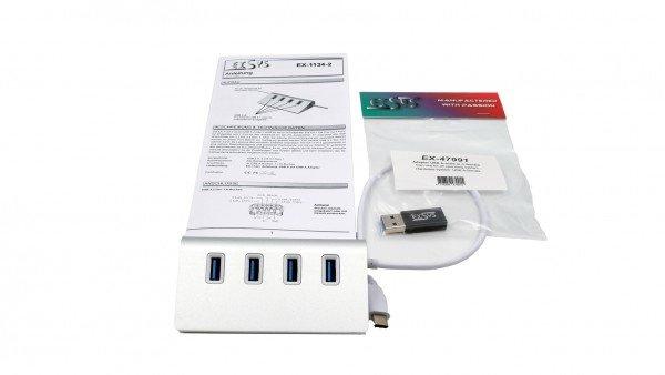 EXSYS  EX-1134-2 hub di interfaccia USB 3.2 Gen 1 (3.1 Gen 1) Type-A 5000 Mbit/s Argento 