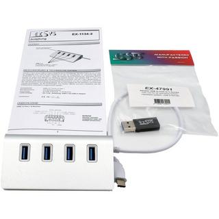 EXSYS  EX-1134-2 hub di interfaccia USB 3.2 Gen 1 (3.1 Gen 1) Type-A 5000 Mbit/s Argento 