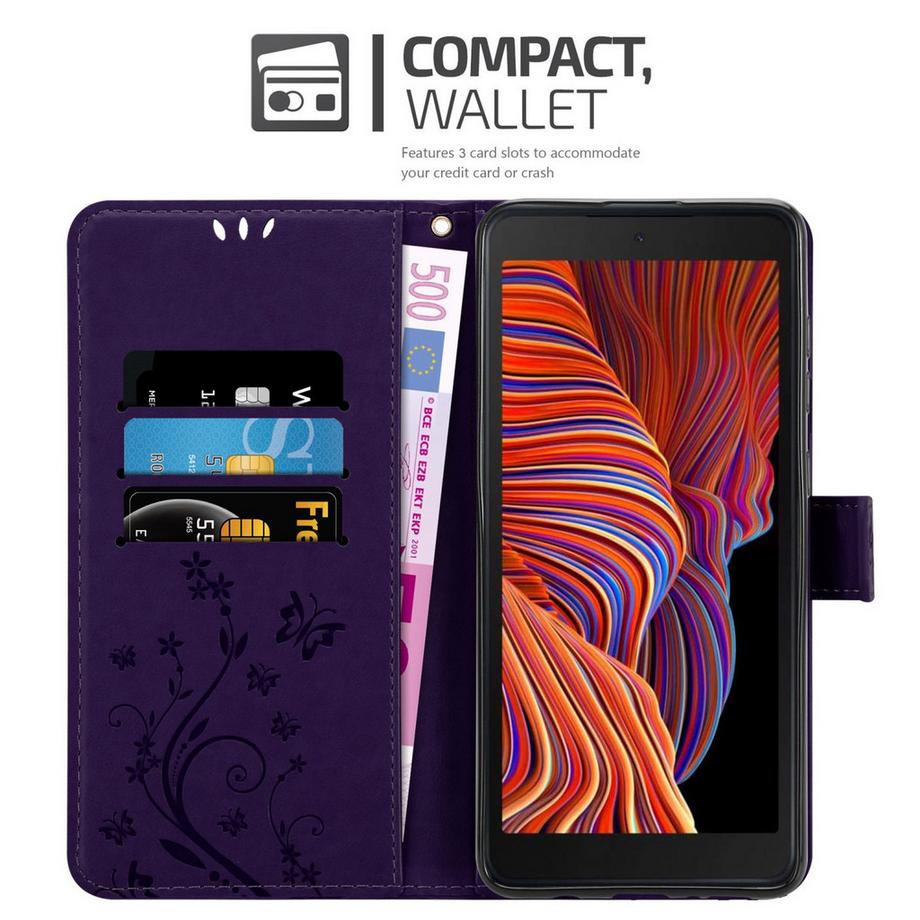 Cadorabo  Housse compatible avec Samsung Galaxy XCover 5 - Coque de protection au design floral avec fermeture magnétique, fonction de support et emplacements pour cartes 