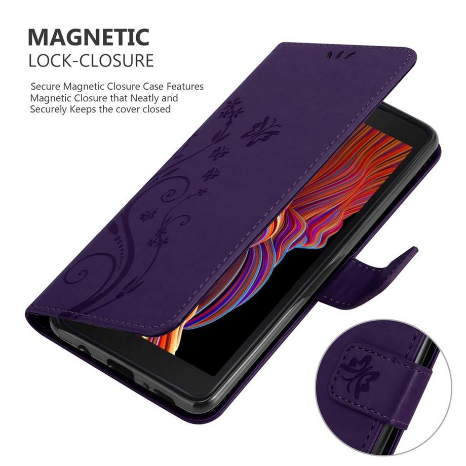 Cadorabo  Housse compatible avec Samsung Galaxy XCover 5 - Coque de protection au design floral avec fermeture magnétique, fonction de support et emplacements pour cartes 