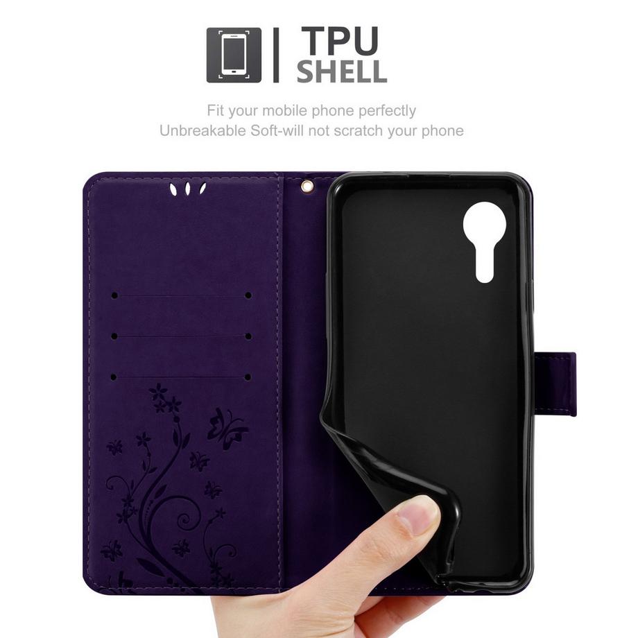 Cadorabo  Housse compatible avec Samsung Galaxy XCover 5 - Coque de protection au design floral avec fermeture magnétique, fonction de support et emplacements pour cartes 