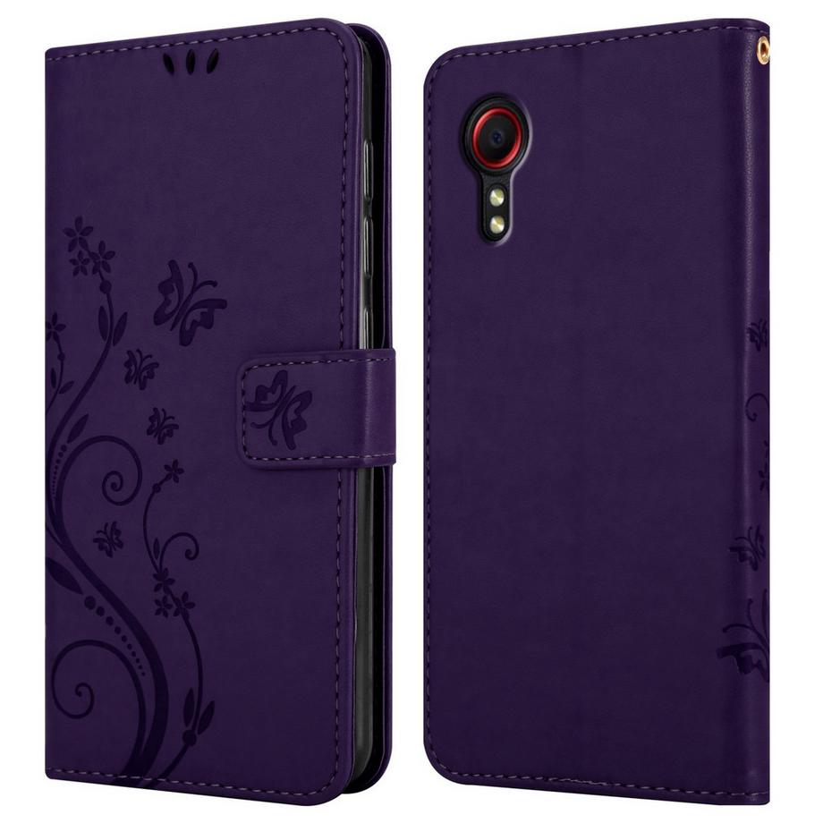 Cadorabo  Housse compatible avec Samsung Galaxy XCover 5 - Coque de protection au design floral avec fermeture magnétique, fonction de support et emplacements pour cartes 