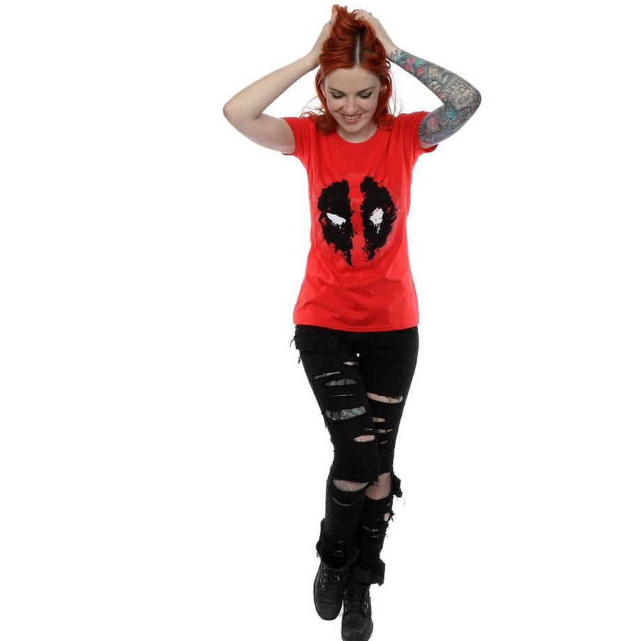 Deadpool Splatter Face T-Shirt Manches Courtes  