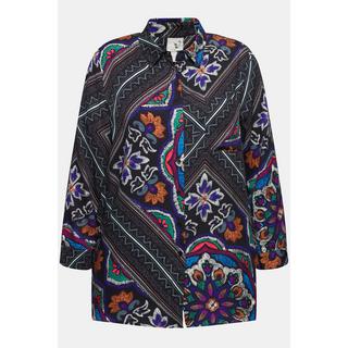 Ulla Popken Camicia Maniche Lunghe Mix Fantasie Collo Camicia  